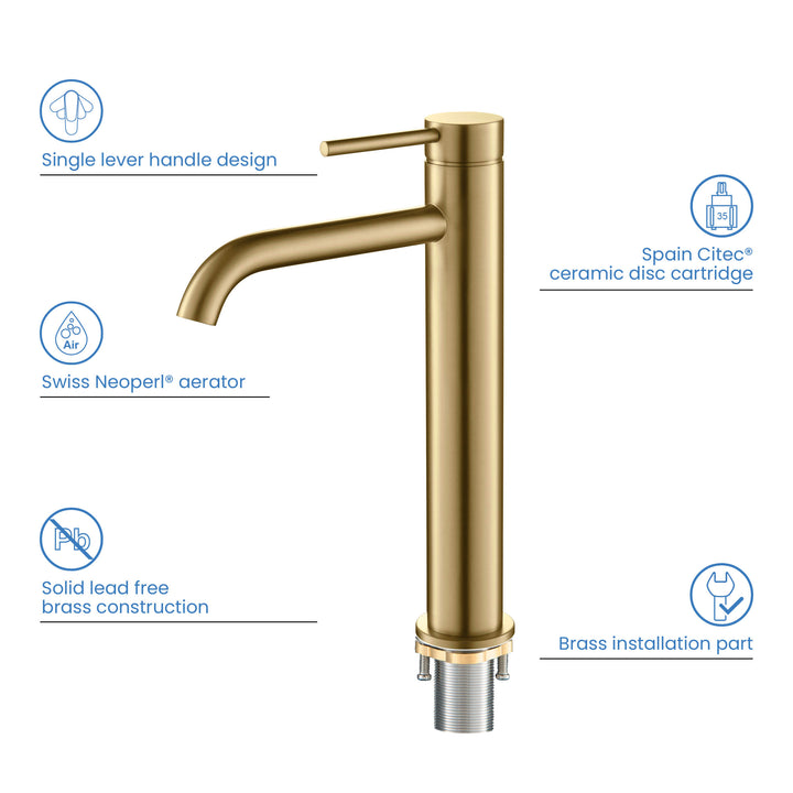 Halo Single-Handle Bathroom Vessel Sink Faucet with Pop-Up Drain