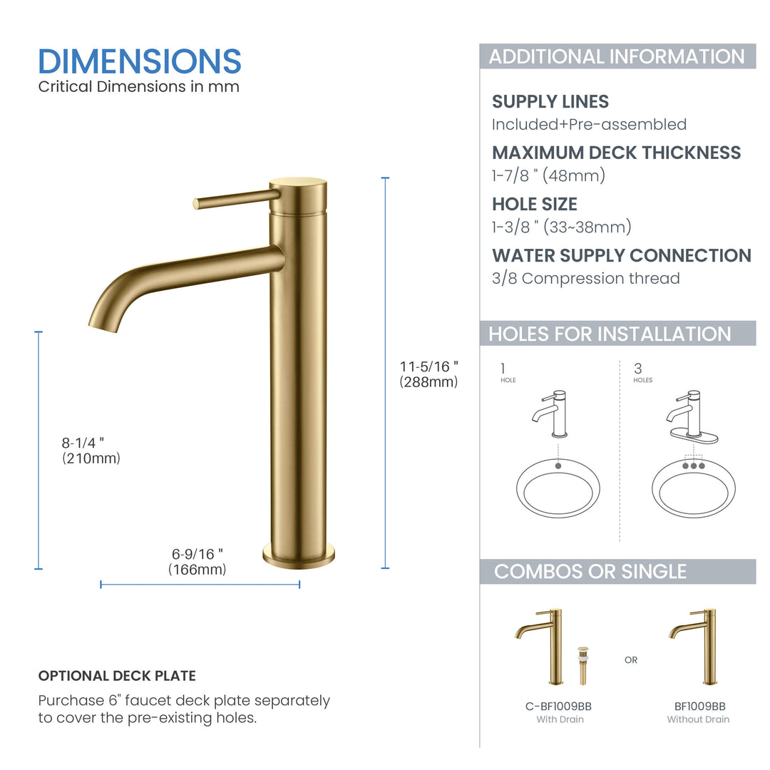 Halo Single-Handle Bathroom Vessel Sink Faucet with Pop-Up Drain