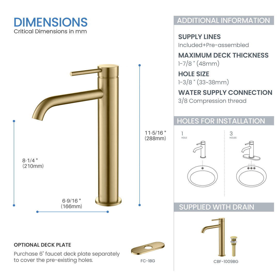 Halo Single-Handle Bathroom Vessel Sink Faucet with Pop-Up Drain