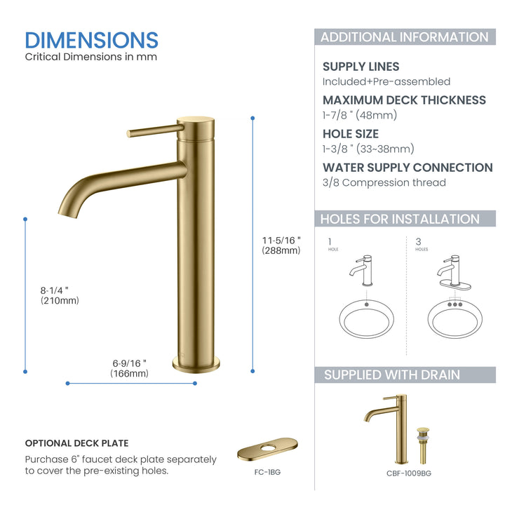 Halo Single-Handle Bathroom Vessel Sink Faucet with Pop-Up Drain