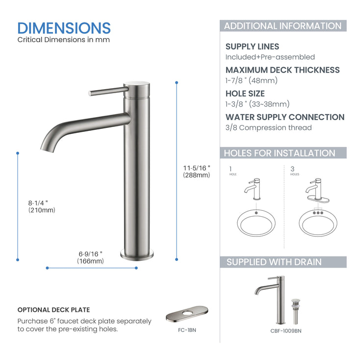 Halo Single-Handle Bathroom Vessel Sink Faucet with Pop-Up Drain