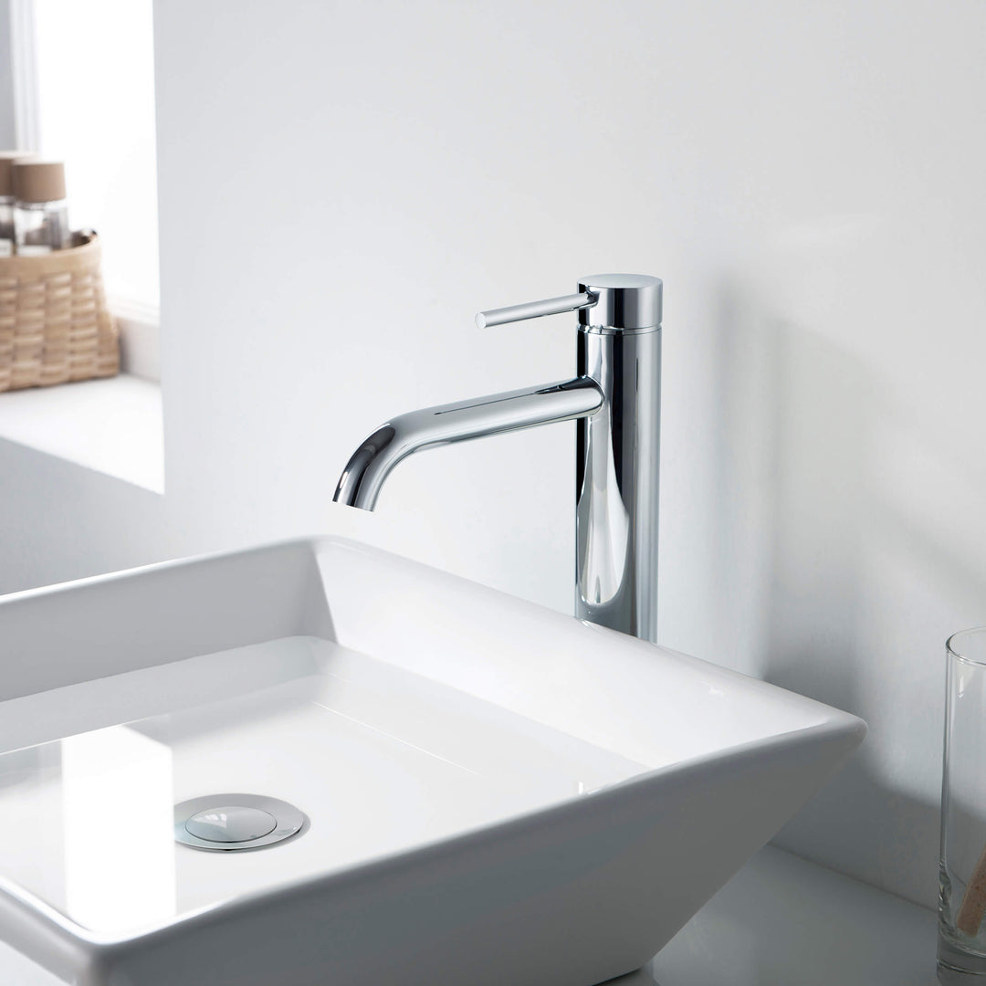 Halo Single-Handle Bathroom Vessel Sink Faucet with Pop-Up Drain
