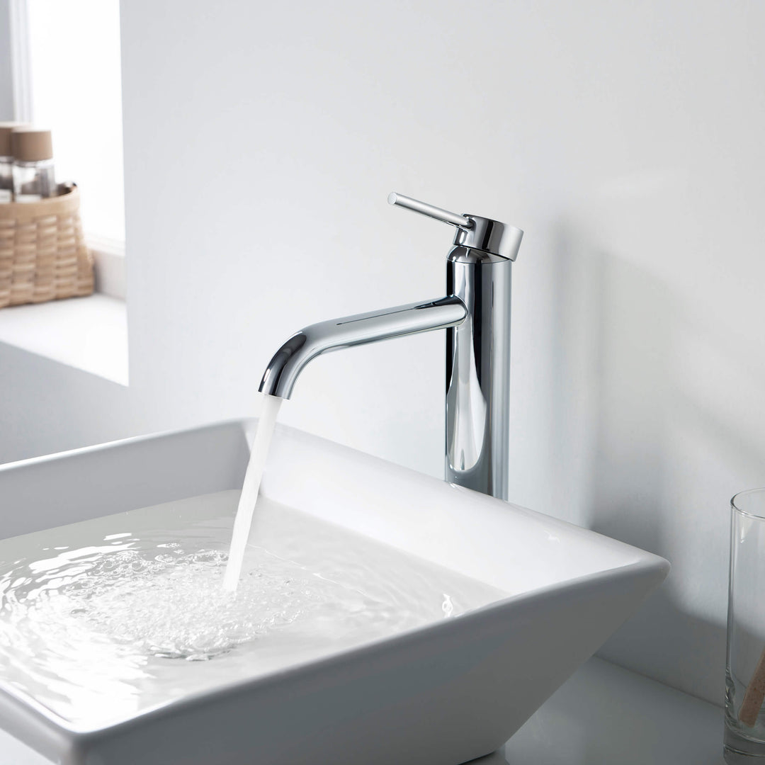 Halo Single-Handle Bathroom Vessel Sink Faucet with Pop-Up Drain