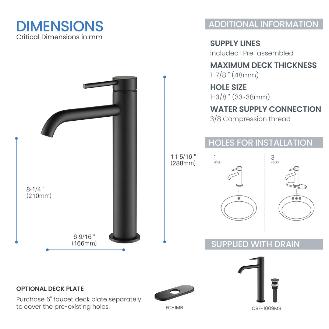 Halo Single-Handle Bathroom Vessel Sink Faucet with Pop-Up Drain