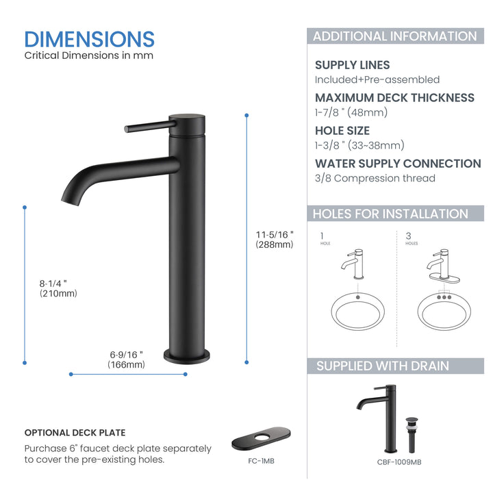 Halo Single-Handle Bathroom Vessel Sink Faucet with Pop-Up Drain