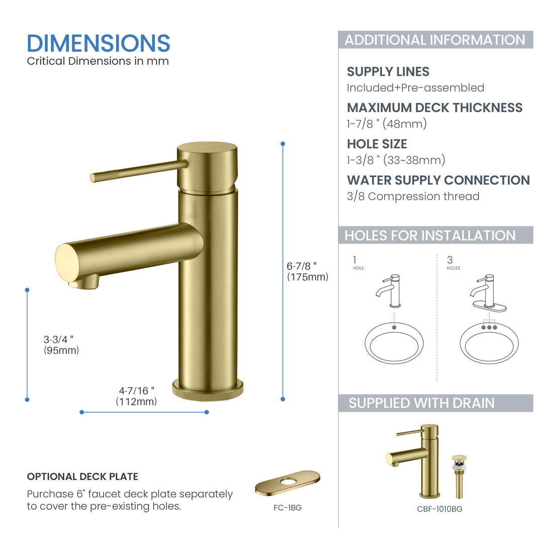 Verona Single-Handle Single-Hole Bathroom Faucet with Pop-Up Drain