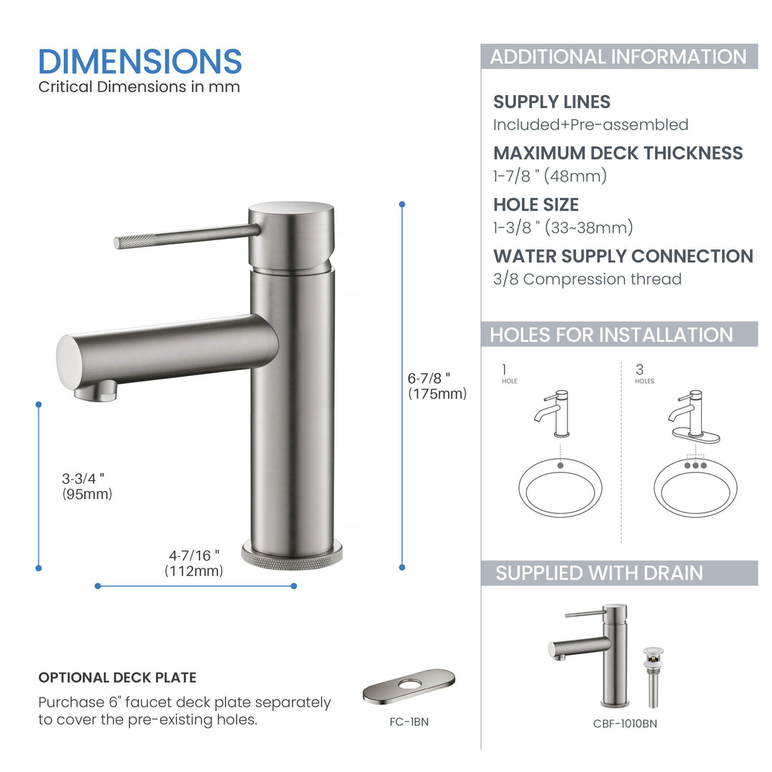 Verona Single-Handle Single-Hole Bathroom Faucet with Pop-Up Drain