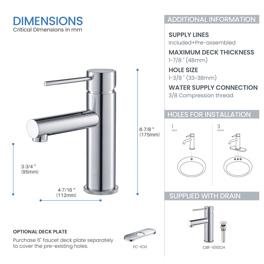 Verona Single-Handle Single-Hole Bathroom Faucet with Pop-Up Drain