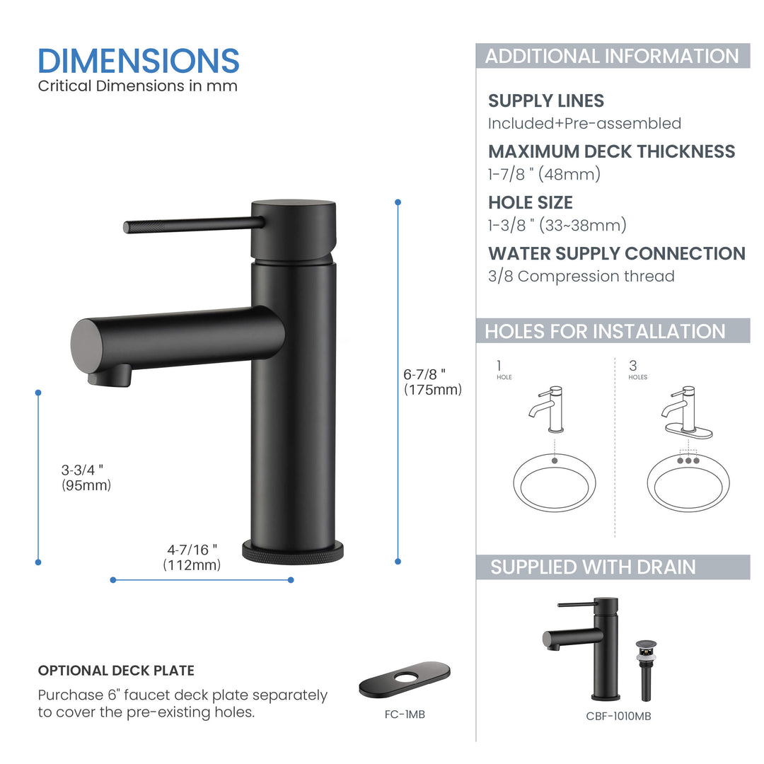 Verona Single-Handle Single-Hole Bathroom Faucet with Pop-Up Drain