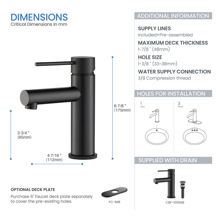 Verona Single-Handle Single-Hole Bathroom Faucet with Pop-Up Drain