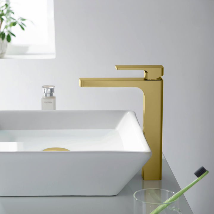 Fusion Single-Handle Single-Hole Bathroom Vessel Sink Faucet with Pop-Up Drain