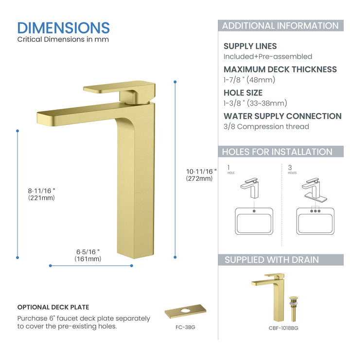 Fusion Single-Handle Single-Hole Bathroom Vessel Sink Faucet with Pop-Up Drain
