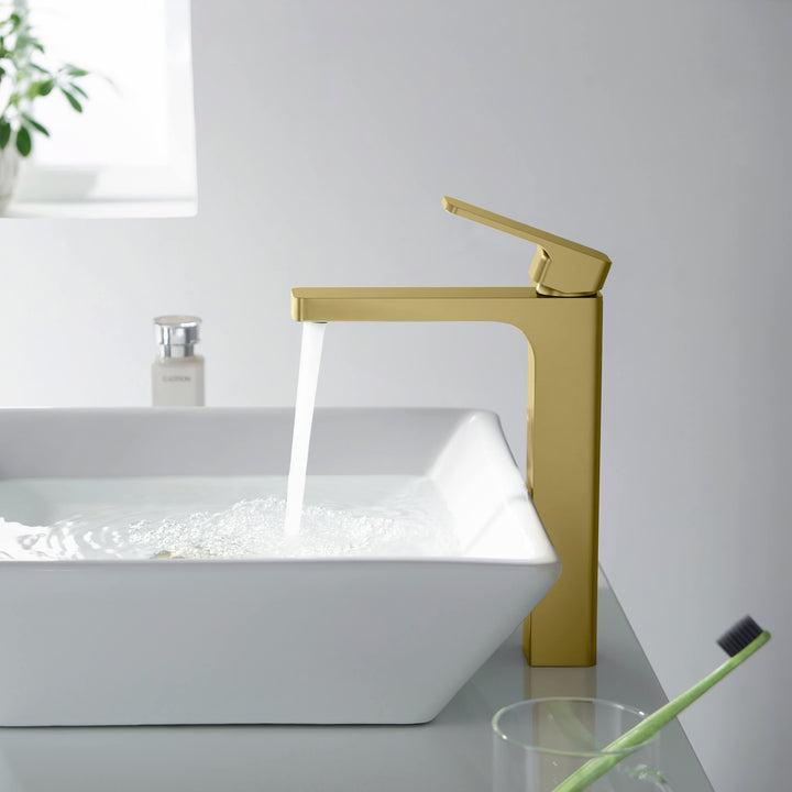 Fusion Single-Handle Single-Hole Bathroom Vessel Sink Faucet with Pop-Up Drain