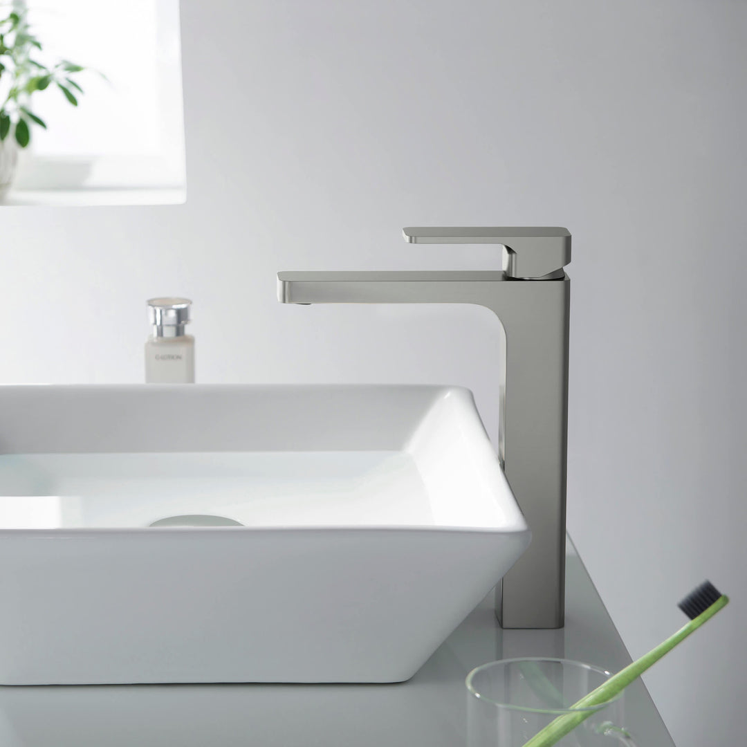 Fusion Single-Handle Single-Hole Bathroom Vessel Sink Faucet with Pop-Up Drain