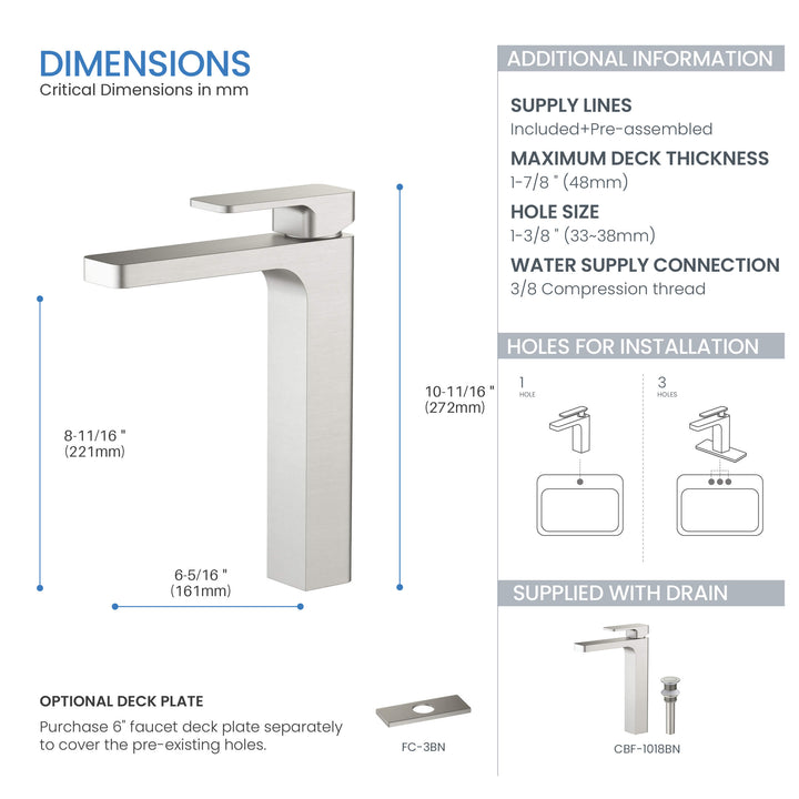 Fusion Single-Handle Single-Hole Bathroom Vessel Sink Faucet with Pop-Up Drain
