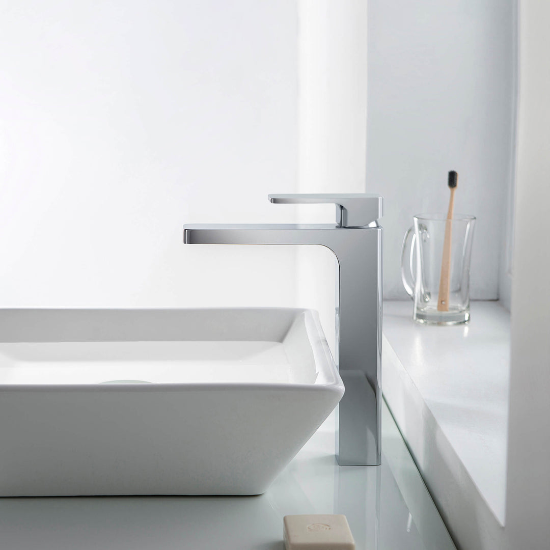 Fusion Single-Handle Single-Hole Bathroom Vessel Sink Faucet with Pop-Up Drain