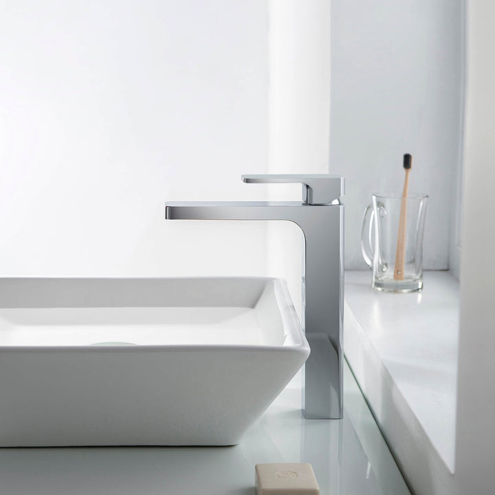 Fusion Single-Handle Single-Hole Bathroom Vessel Sink Faucet with Pop-Up Drain