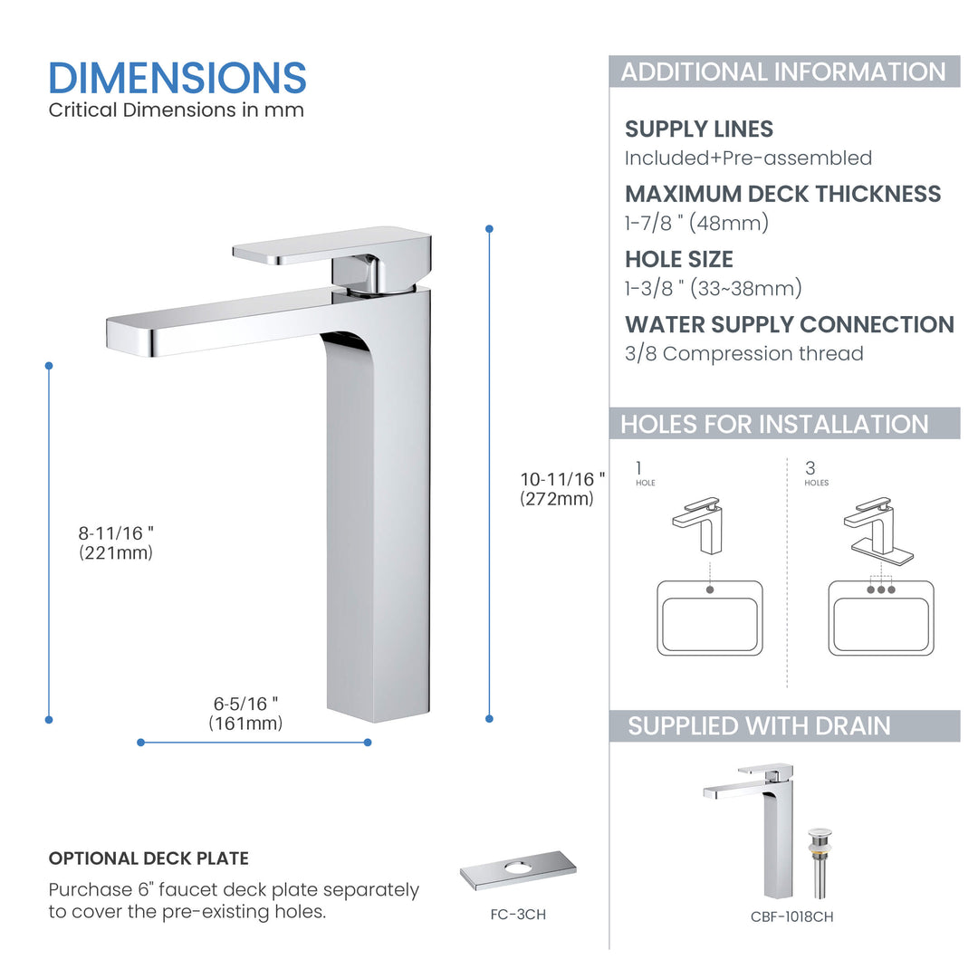 Fusion Single-Handle Single-Hole Bathroom Vessel Sink Faucet with Pop-Up Drain