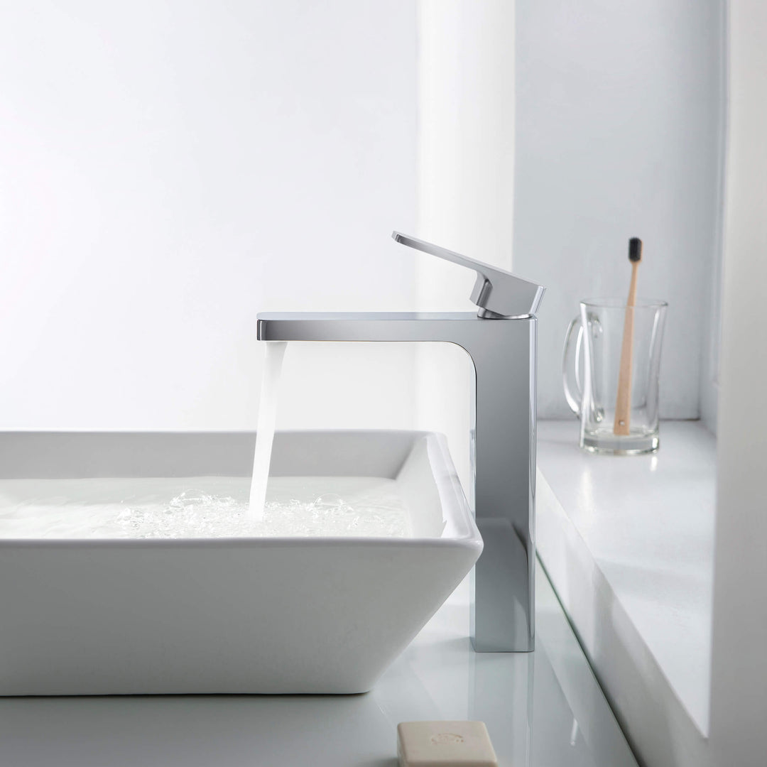Fusion Single-Handle Single-Hole Bathroom Vessel Sink Faucet with Pop-Up Drain