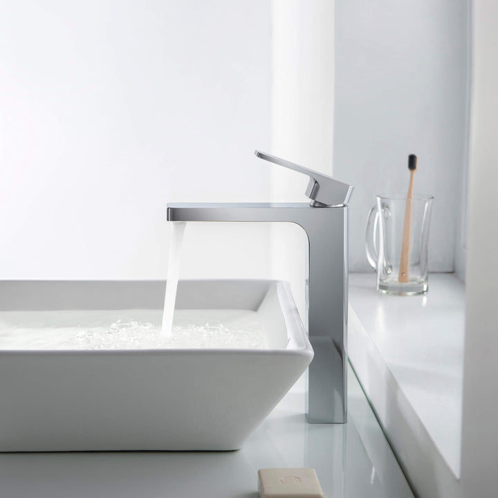 Fusion Single-Handle Single-Hole Bathroom Vessel Sink Faucet with Pop-Up Drain