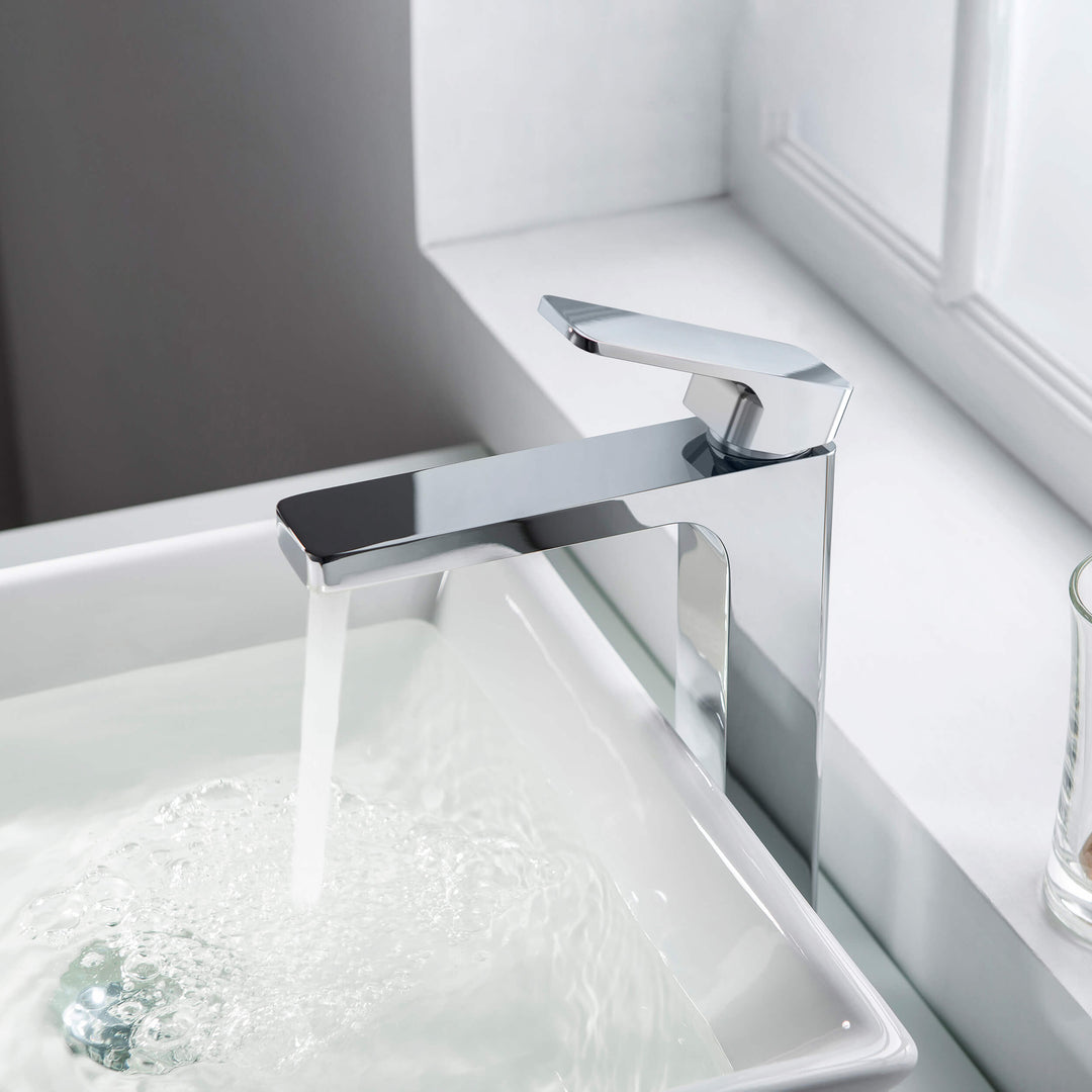 Fusion Single-Handle Single-Hole Bathroom Vessel Sink Faucet with Pop-Up Drain