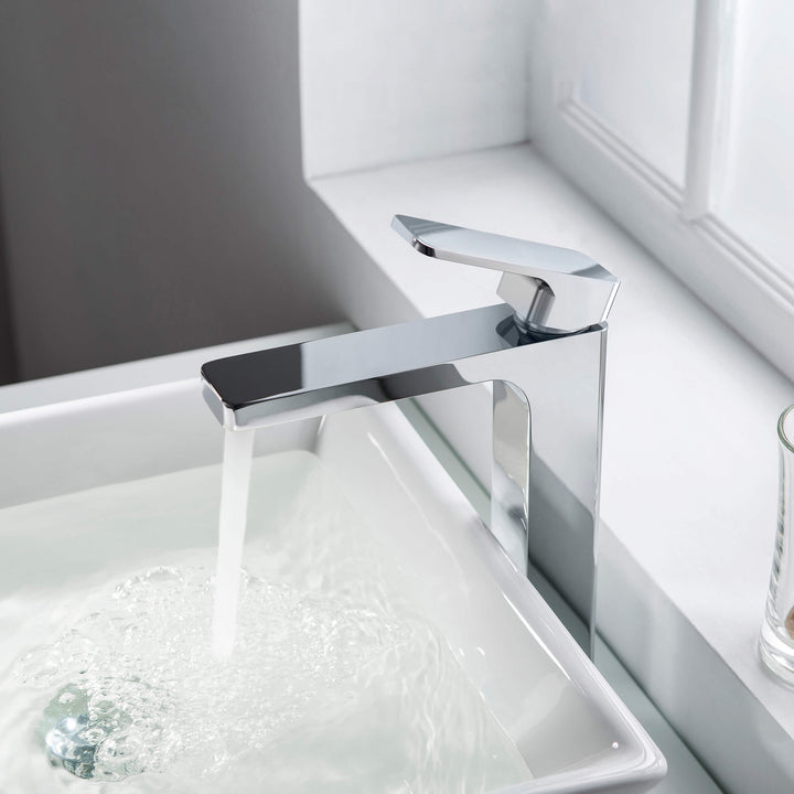 Fusion Single-Handle Single-Hole Bathroom Vessel Sink Faucet with Pop-Up Drain