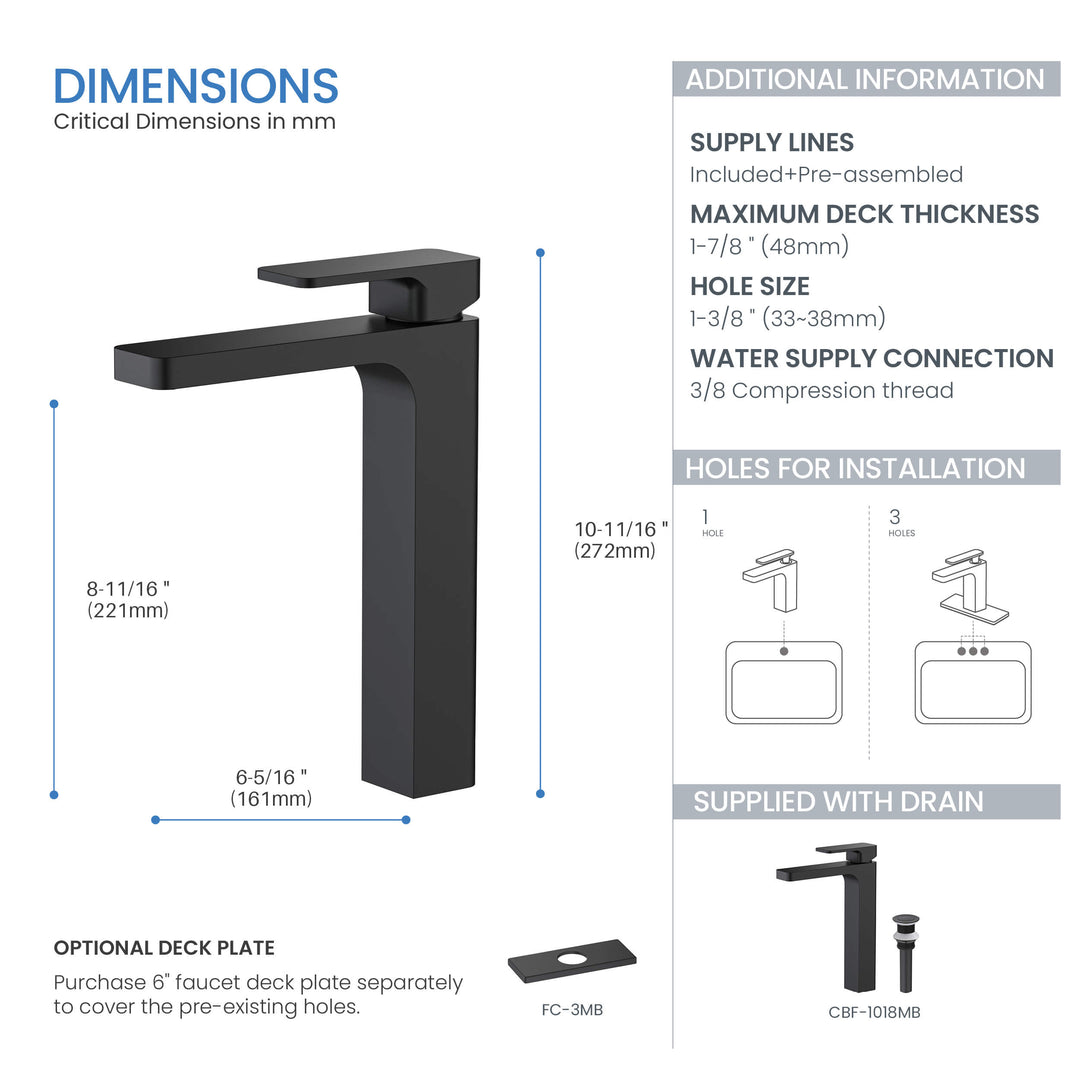 Fusion Single-Handle Single-Hole Bathroom Vessel Sink Faucet with Pop-Up Drain