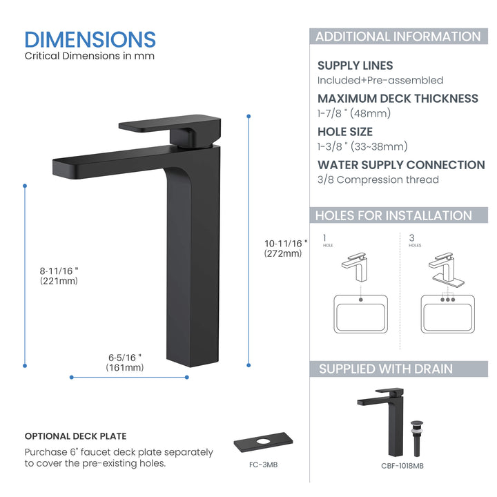 Fusion Single-Handle Single-Hole Bathroom Vessel Sink Faucet with Pop-Up Drain