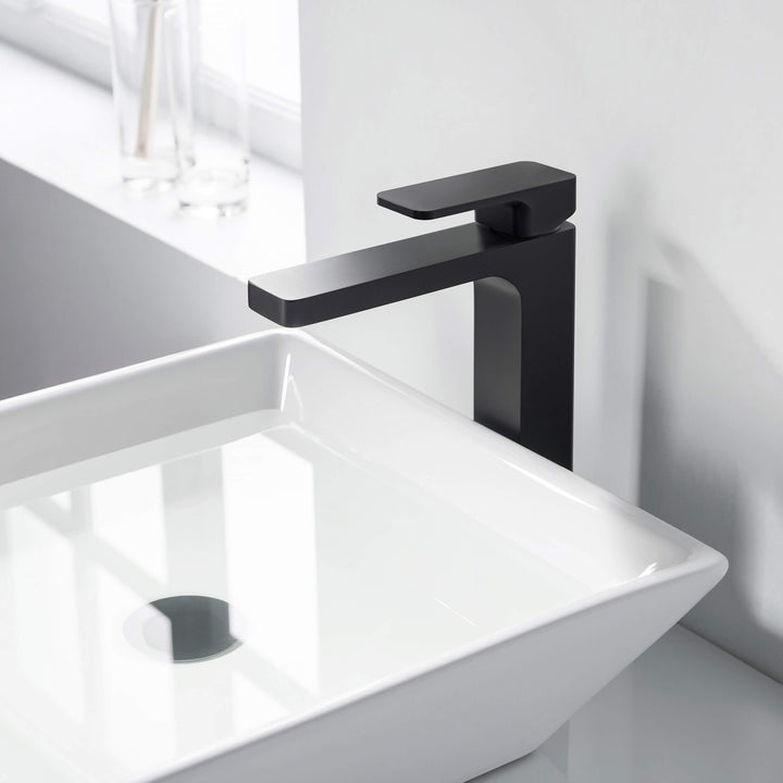 Fusion Single-Handle Single-Hole Bathroom Vessel Sink Faucet with Pop-Up Drain