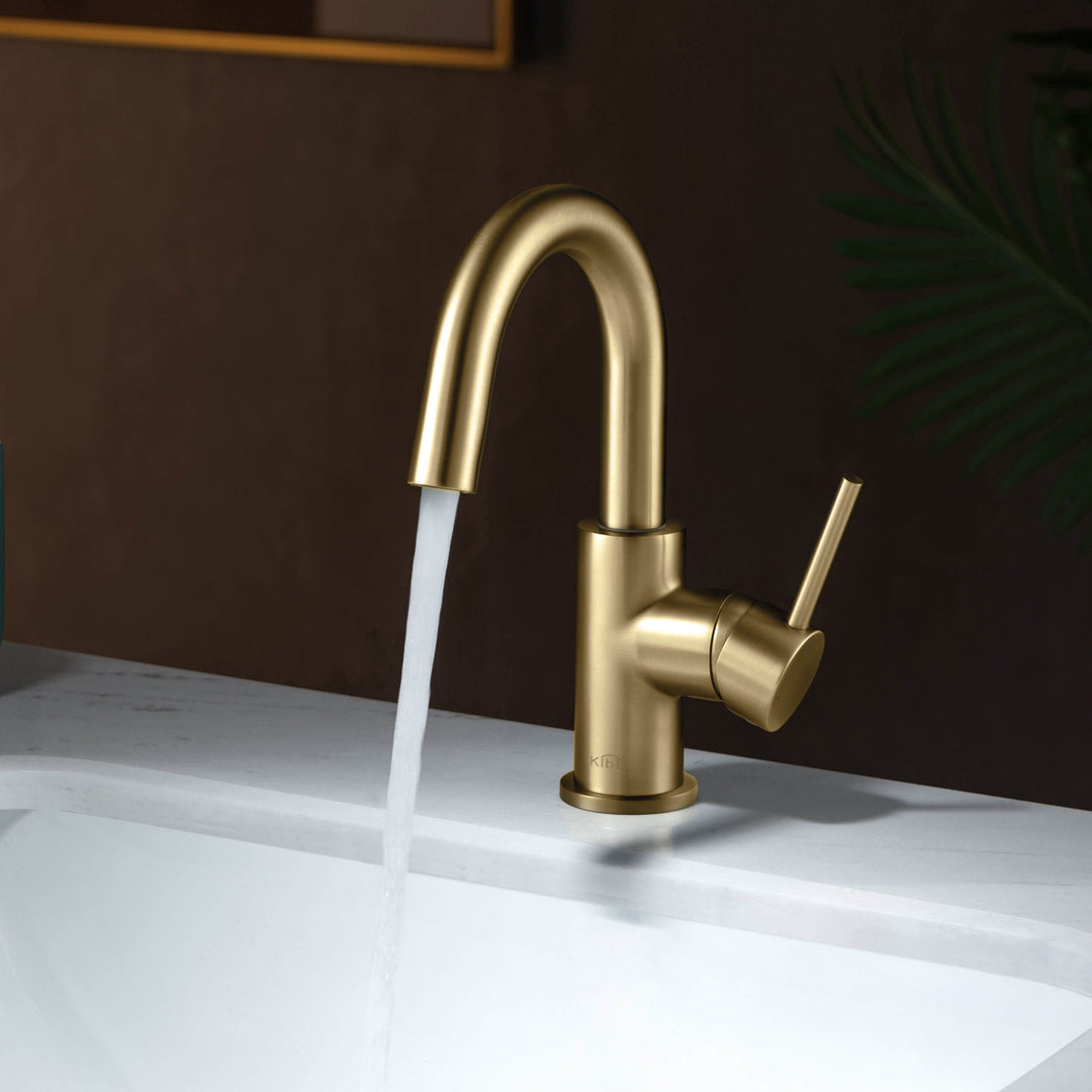 Halo Single-Handle Single-Hole High-Arc Bathroom Faucet with Pop-Up Drain