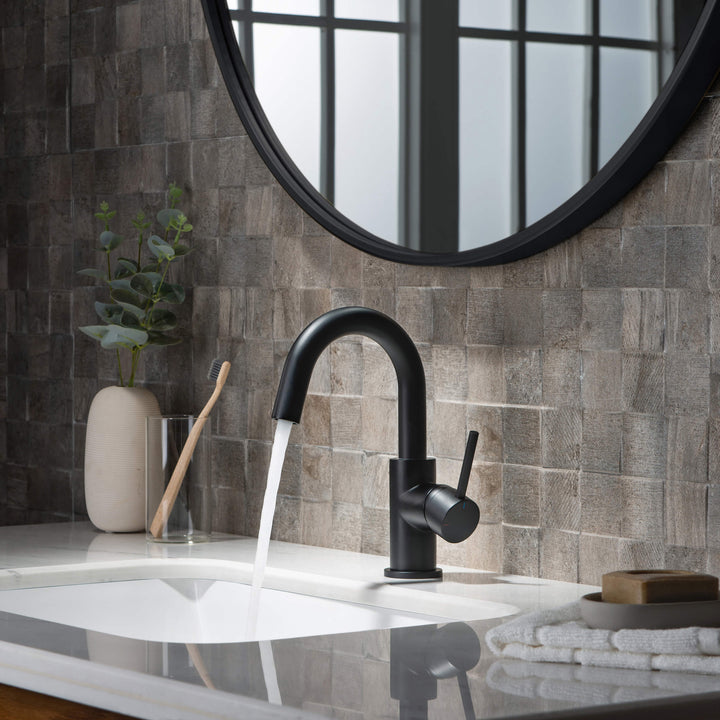 Halo Single-Handle Single-Hole High-Arc Bathroom Faucet with Pop-Up Drain