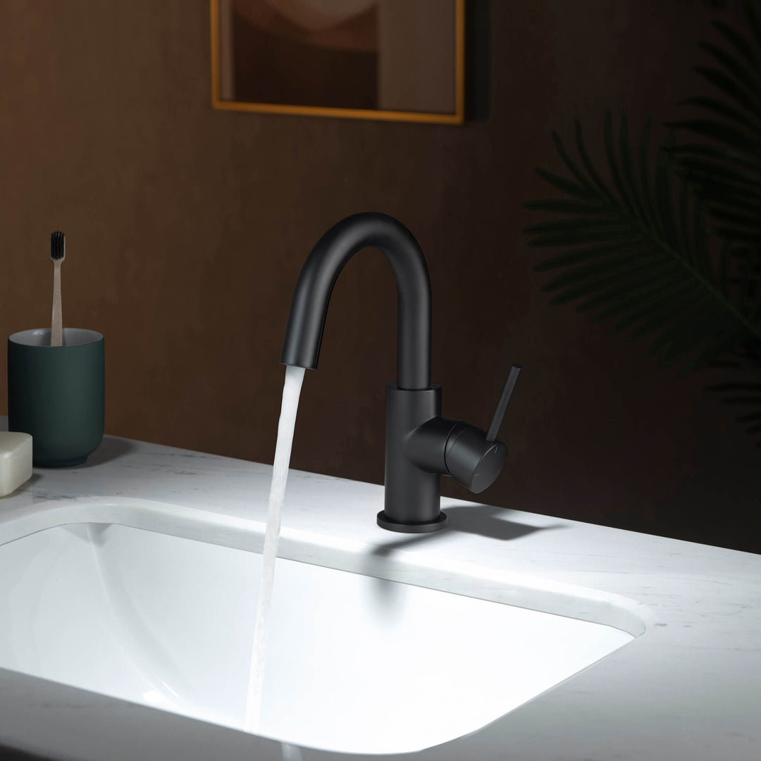 Halo Single-Handle Single-Hole High-Arc Bathroom Faucet with Pop-Up Drain