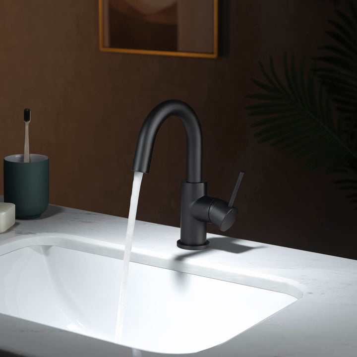 Halo Single-Handle Single-Hole High-Arc Bathroom Faucet with Pop-Up Drain