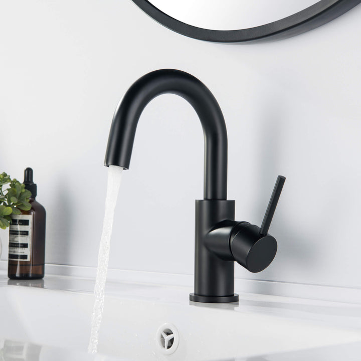 Halo Single-Handle Single-Hole High-Arc Bathroom Faucet with Pop-Up Drain