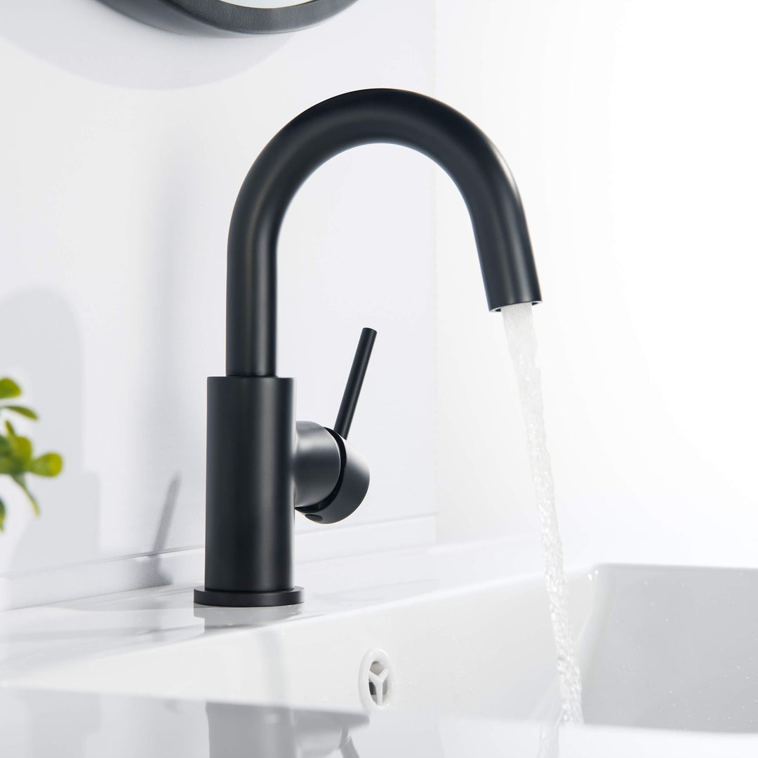 Halo Single-Handle Single-Hole High-Arc Bathroom Faucet with Pop-Up Drain