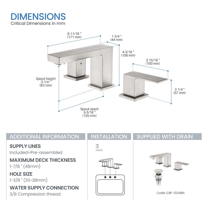 Quadra 8" Widespread Bathroom Faucet