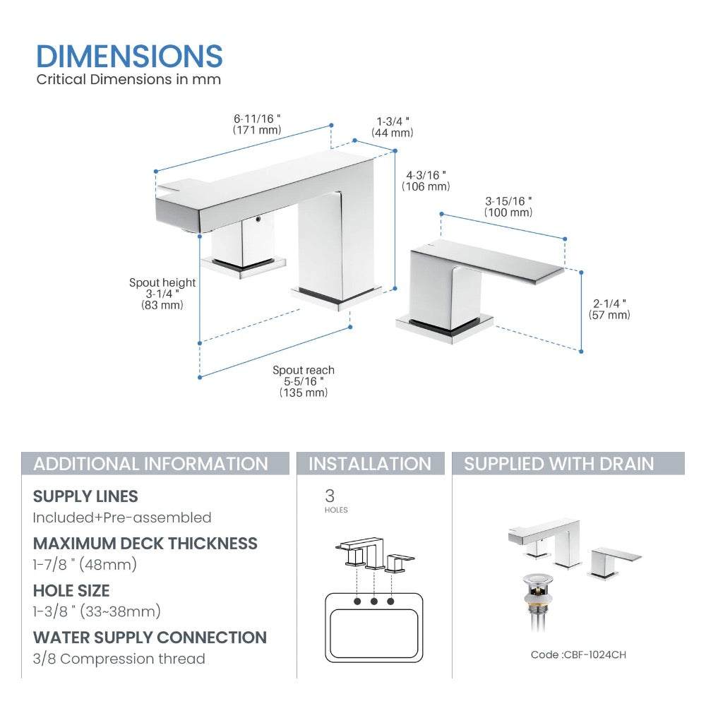 Quadra 8" Widespread Bathroom Faucet