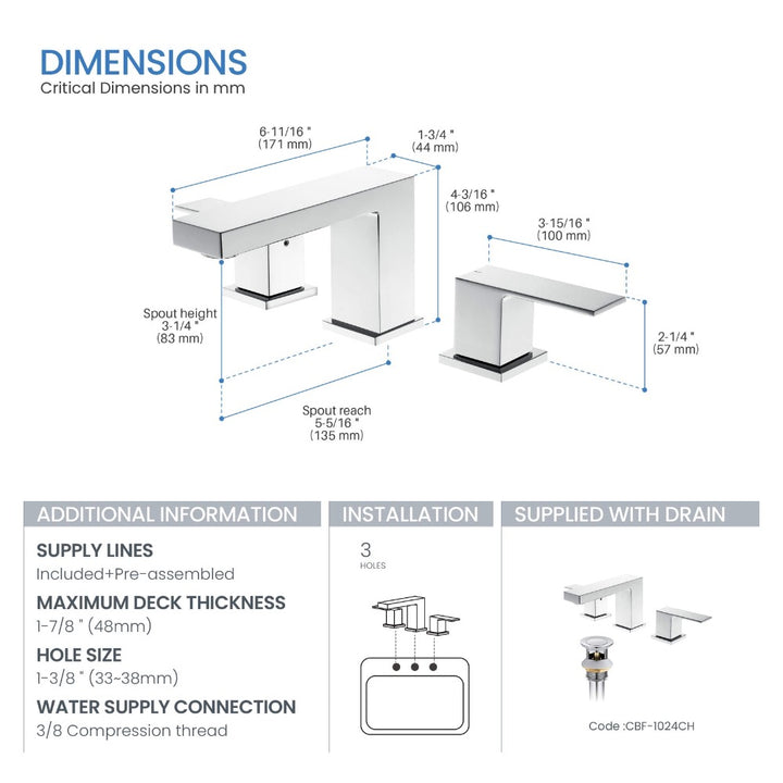 Quadra 8" Widespread Bathroom Faucet