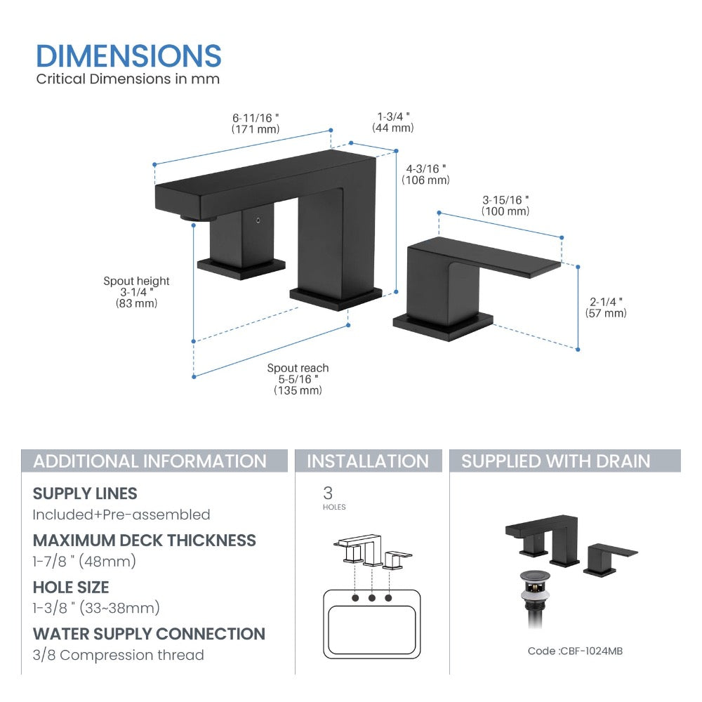 Quadra 8" Widespread Bathroom Faucet