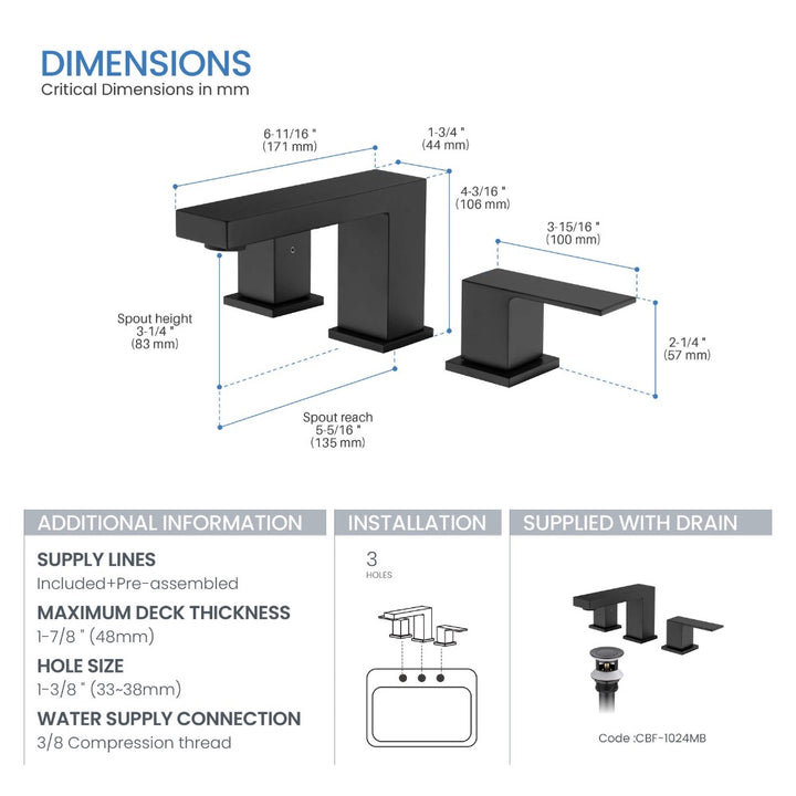 Quadra 8" Widespread Bathroom Faucet