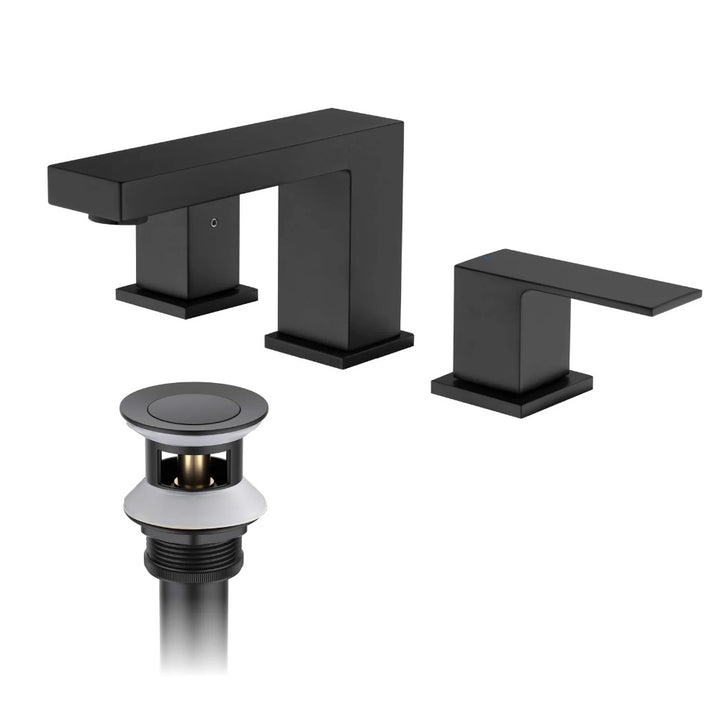 Quadra 8" Widespread Bathroom Sink Faucet Matt Black
