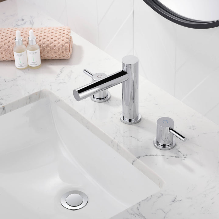 Halo Two-Handle 8" Widespread Bathroom Faucet with Drain Assembly