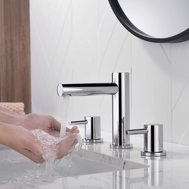 Halo Two-Handle 8" Widespread Bathroom Faucet with Drain Assembly