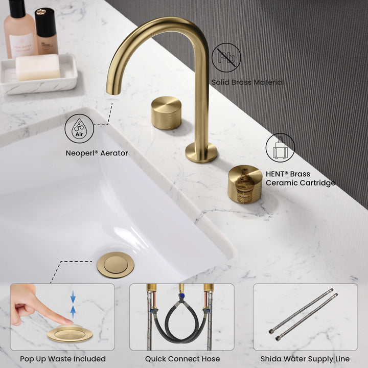 Verona Two-Handle 8" Widespread Bathroom Faucet with Drain Assembly