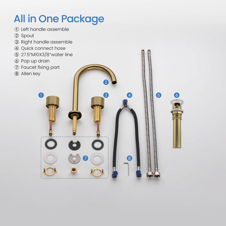Verona Two-Handle 8" Widespread Bathroom Faucet with Drain Assembly