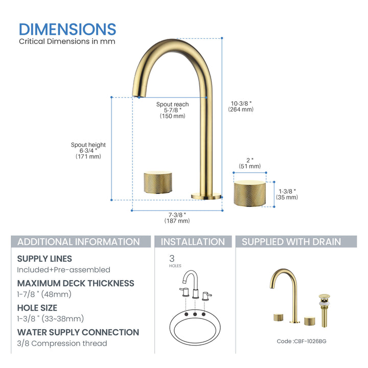 Verona Two-Handle 8" Widespread Bathroom Faucet with Drain Assembly