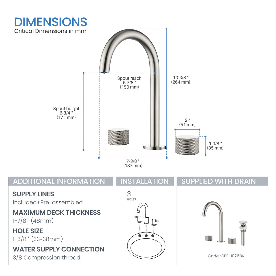 Verona Two-Handle 8" Widespread Bathroom Faucet with Drain Assembly