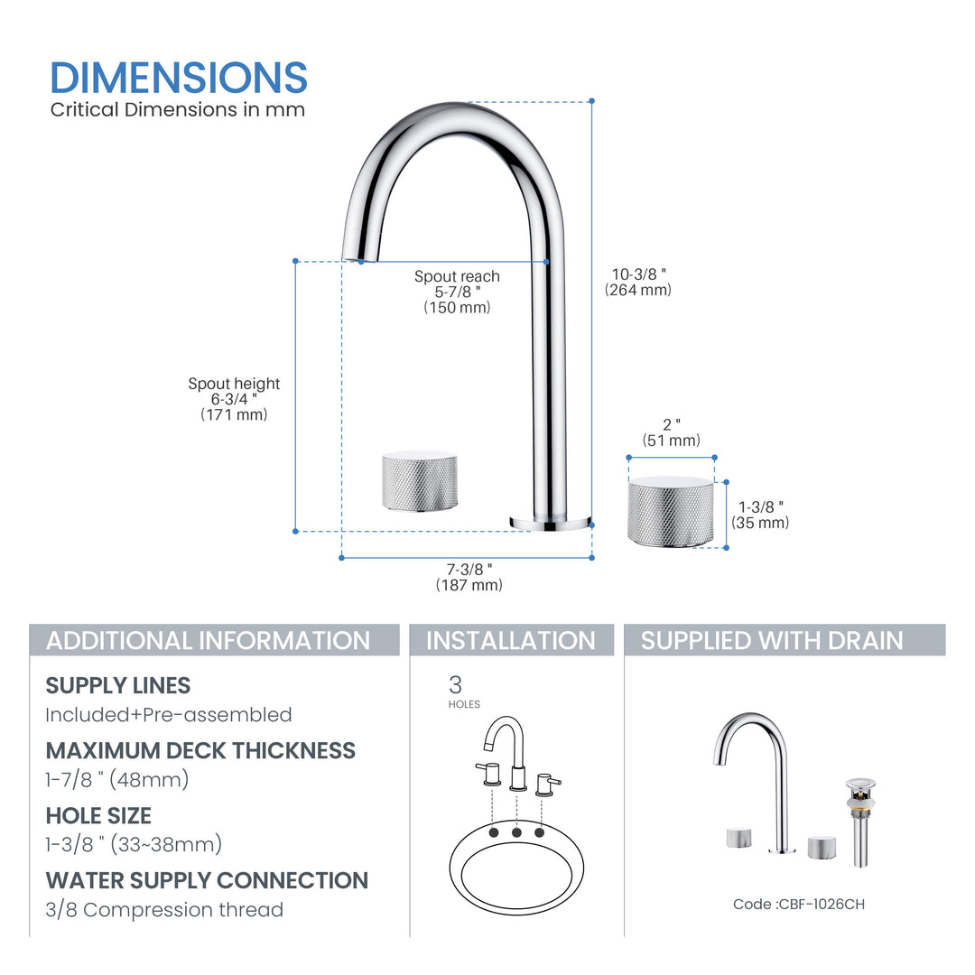 Verona Two-Handle 8" Widespread Bathroom Faucet with Drain Assembly