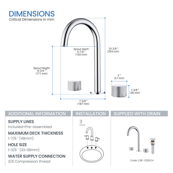 Verona Two-Handle 8" Widespread Bathroom Faucet with Drain Assembly