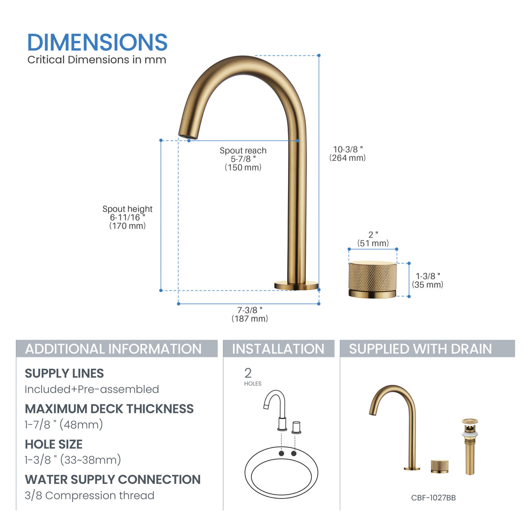 Verona Single-Handle 2-Hole Bathroom Faucet with Drain Assembly